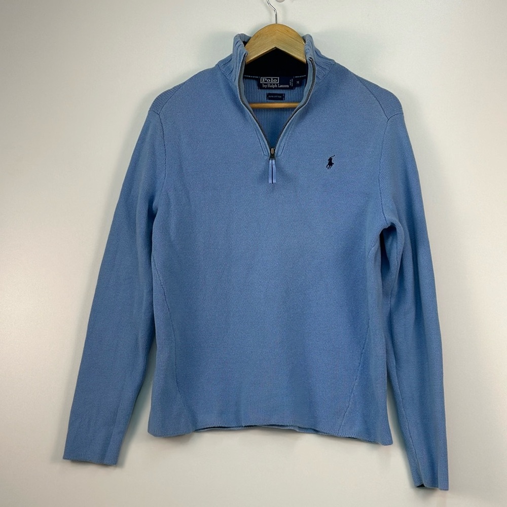 Polo by Ralph Lauren Cardigan Sweater 1/4 Zip Up Pull Over Cotton M Unisex